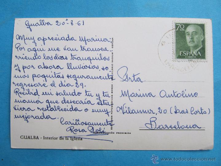Postales: gualba , interior de la iglesia , circulada 1961 - Foto 2