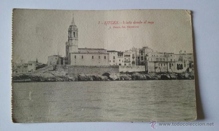 Postales: Postal,Sitges vista desde el mar. - Foto 1