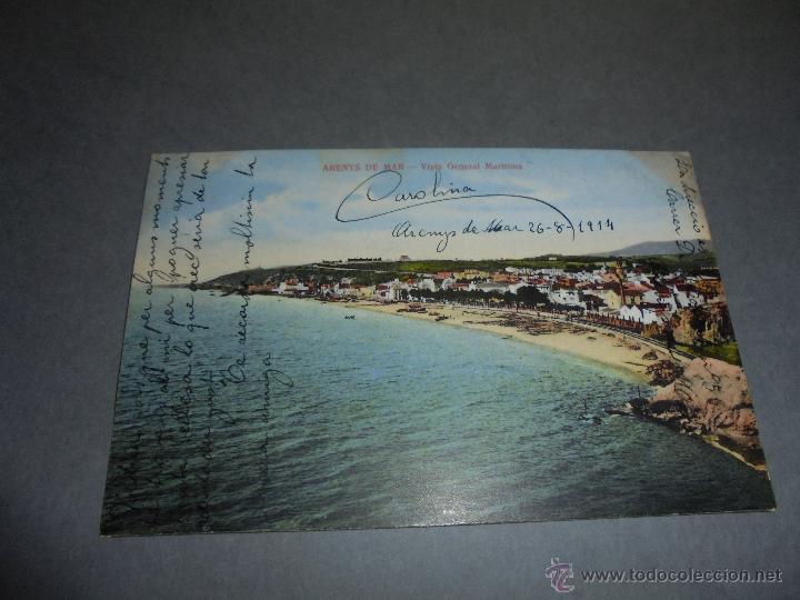 Postkarten: RENYS DE MAR - VISTA GENERAL MARITIMA EDC. EXCLUSIVA PARA JOS&Eacute; BRAS TAXONERA ,CIRCULADA 1914 - 14X9