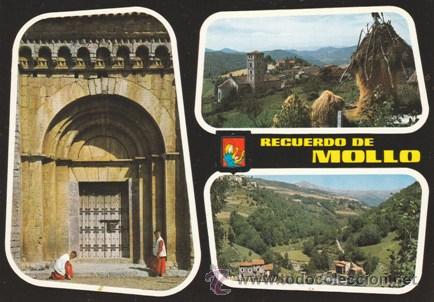 Postales: MOLLO - PORTADA IGLESIA ROMANICA - 3 FOTOS - N&ordm; 3348 - ED. ESCUDO ORO - A&Ntilde;O 1967 - ESCRITA