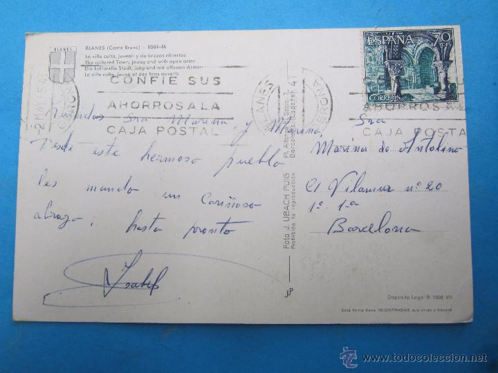 Postales: blanes , costa brava , circulada 1954 - Foto 2