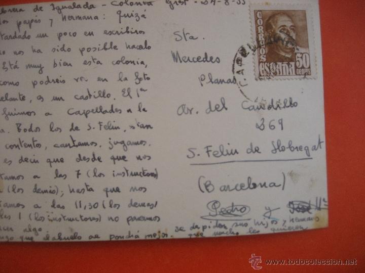 Postales: Igualada. Castillo de Cabrera. Circulada 1955 - Foto 2