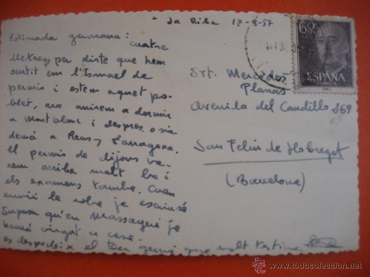 Postales: La Riba, Visra general. Circulada 1957 - Foto 2