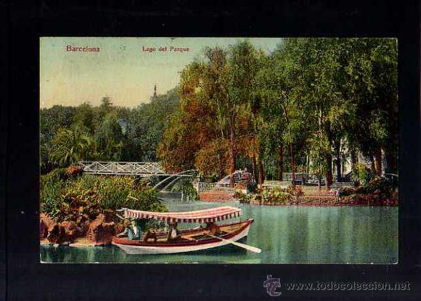 Postales: Barcelona. Lago del Parque. Circulada a Vich. 1908 - Foto 1
