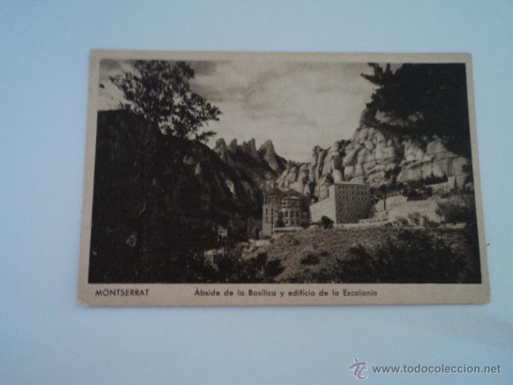 Postales: TARJETA POSTAL DE MONTSERRAT ABSIDE DE LA BASILICA Y EDIFICIO DE LA ESCALANTA RIUSSET - Foto 1