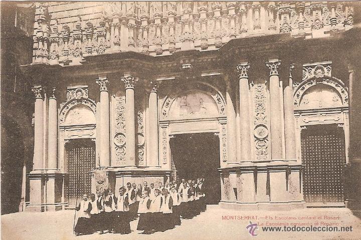 Postales: MONTSERRAT, ELS ESCOLANS CANTANT EL ROSARI - L. ROCA N&ordm; 25 - SIN CIRCULAR