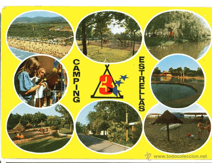 Cartoline: CAMPING TRES ESTRELLAS POSTAL DE 1976 CIRCULADA CON SELLO Y MATASELLOS DE PRAT