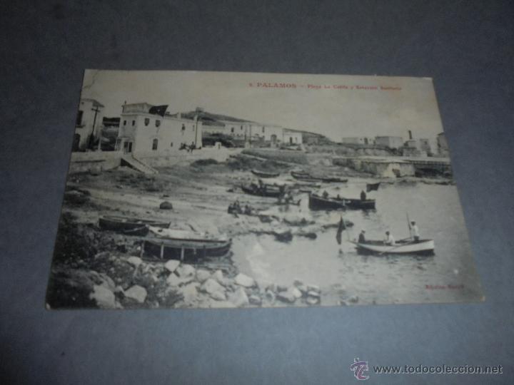 Postkarten: 6 - PALAMOS - PLAYA LA CALIFA Y ESTACION SANITARIA EDC. MARULL POSTAL CIRCULADA 1911 - 14X9 CM.