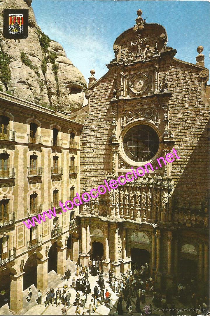 Postales: MONESTIR DE MONTSERRAT - ATRI DE LA BAS&Iacute;LICA (POSTAL DE 1972)