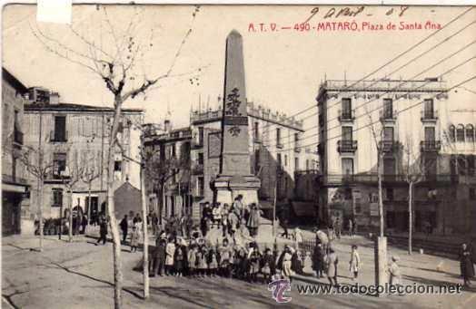Postales: ATV 490 Mataro. Plaza de Santa Ana. Ed Angel Toldra. Circulda. Sello arrancado.