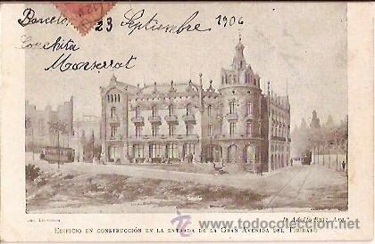 Postkarten: ANTIGUA POSTAL EDIFICIO DE CONSTRUCCION EN LA ENTRADA DE LA GRAN AVENIDA DEL TIBIDABO ARQUITECTO ADO