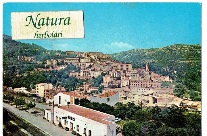 Postales: Postal La Riba Alt Camp / Vista general / Estaci&oacute;n trenes / Circulada con sello