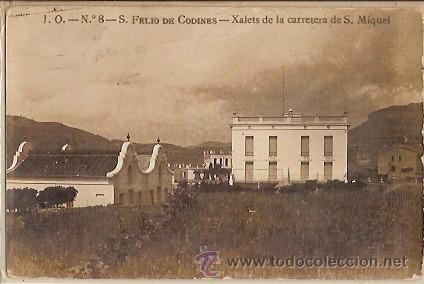 Postkarten: ANTIGUA POSTAL J O N&ordm; 8 S FELIO DE CODINES XALETS DE LA CARRETERA DE S MIQUEL  ESCRITA 1923