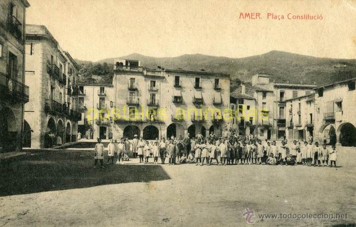 Postales: a00243 Amer - Pla&ccedil;a Constitucio - Thomas - animada escrita 1925 - Foto 1