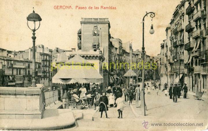 Postales: a01149 Gerona - Paseo De Las Ramblas - Thomas - animada - Foto 1