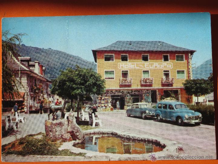 Postales: POSTAL - LERIDA - VALLE ARAN LES HOTEL EUROPA - CAPA&Ntilde;A PIUG - CIRCULADA 1964 MATASELLOS
