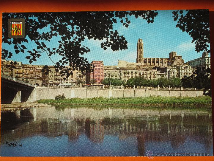 Postales: POSTAL - LERIDA - VISTA RIO SEGRE Y SEO ANTIGUA - ESCUDO ORO - NO CIRCULADA