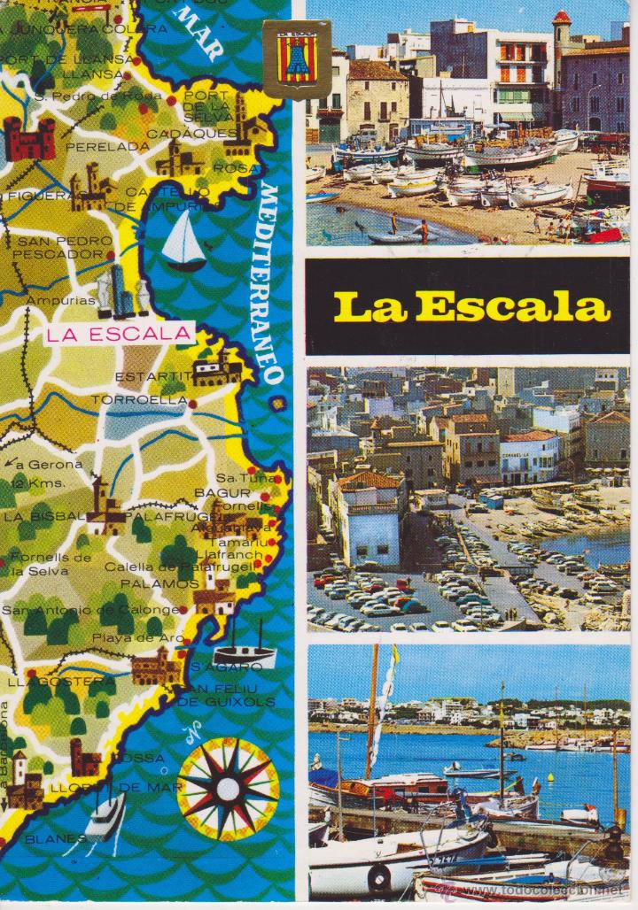Postales: (34) LA ESCALA. COSTA BRAVA. MAPA - Foto 1