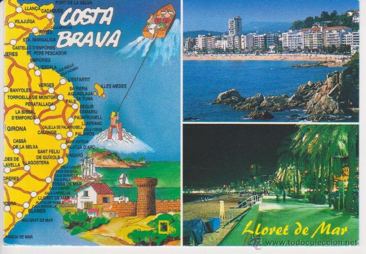 Postales: (22031) LLORET DE MAR. MAPA COSTA BRAVA - Foto 1