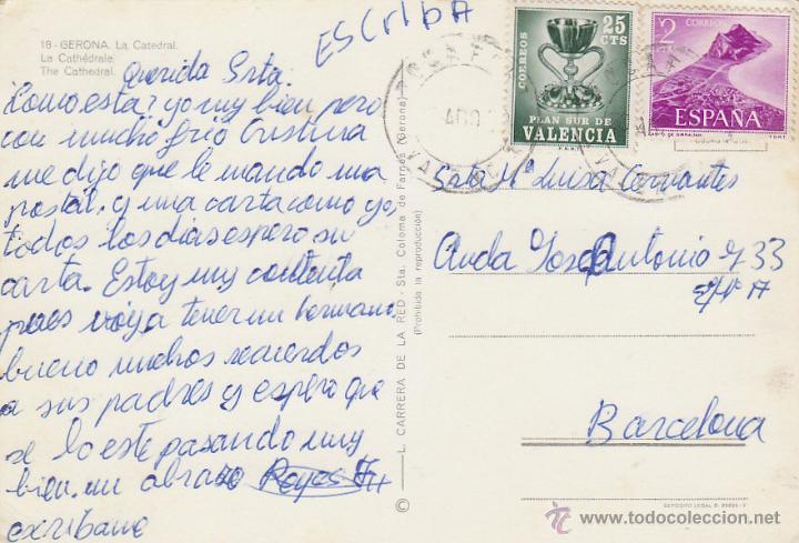 Postales: Girona, La Catedral, circulada en 1967 - Foto 2