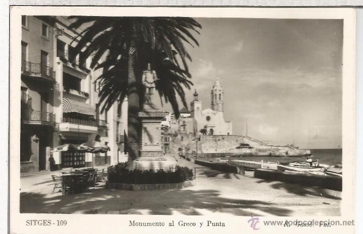 Postales: SITGES BARCELONA ESCRITA MONUMENTO AL GRECO - Foto 1
