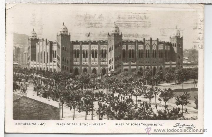 Postales: BARCELONA ESCRITA PLAZA DE TOROS - Foto 1