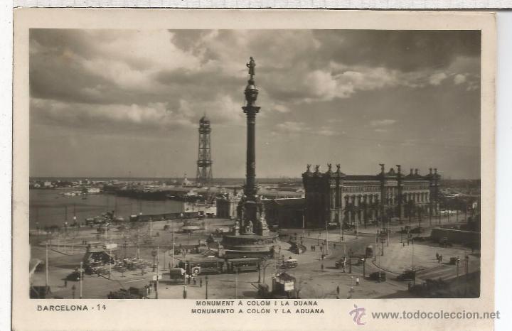 Postales: BARCELONA ESCRITA MONUMENTO A COLON - Foto 1