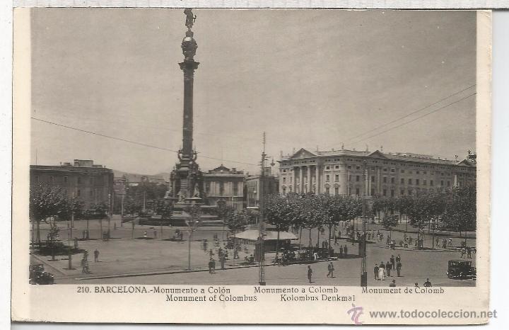 Postales: BARCELONA SIN ESCRIBIR MONUMENTO A COLON - Foto 1