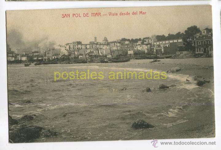 Postcards: a02964 San Pol De Mar - Vista Desde El Mar - roisin - circulada con sello 1913