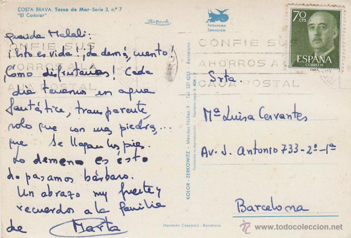 Postales: TOSSA DE MAR, EL CODOLAR, CIRCULADA VER EL DORSO - Foto 2