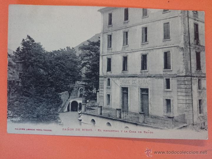 Postales: ANTIGUA POSTAL DE LOS BA&Ntilde;OS DE RIBAS - (GERONA) - EL MANANTIAL Y LA CASA DE BA&Ntilde;OS-.. R-1734