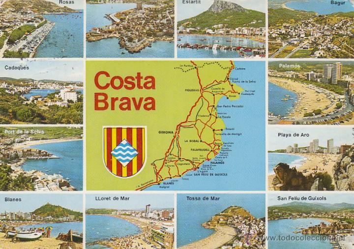 Postales: COSTA BRAVA, DIVERSAS VISTAS, CIRCULADA (VER EL DORSO)