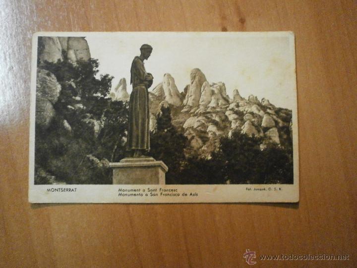 Postais: POSTAL MONTSERRAT MONUMENT A SANT FRANCESC FOT JUNQUE CIRCULADA