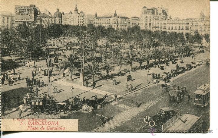 Cartoline: BARCELONA-PLZA DE CATALU&Ntilde;A-ROISIN N&ordm; 5 TRANV&Iacute;AS-MUY ANIMADA