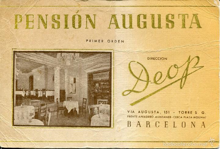 Postales: BARCELONA-PENSI&Oacute;N AUGUSTA- MUY RARA