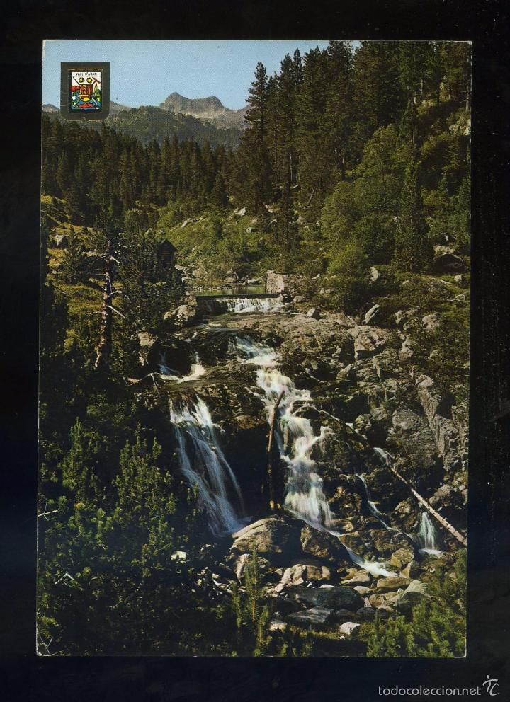 Postales: Salard&uacute; *Colom&eacute;s. Cascada d&acute;Aig&uuml;es Tortes* Ed. Fisa n&ordm; 2294. Dep. Legal B. 186-IX. Circulada.