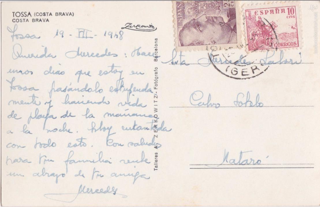 Postales: P- 4852. POSTAL  DE TOSSA, COSTA BRAVA. ZERKOWITZ. - Foto 2