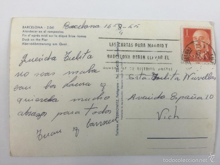 Postales: curiosa postal del rompeolas de barcelona - Foto 2