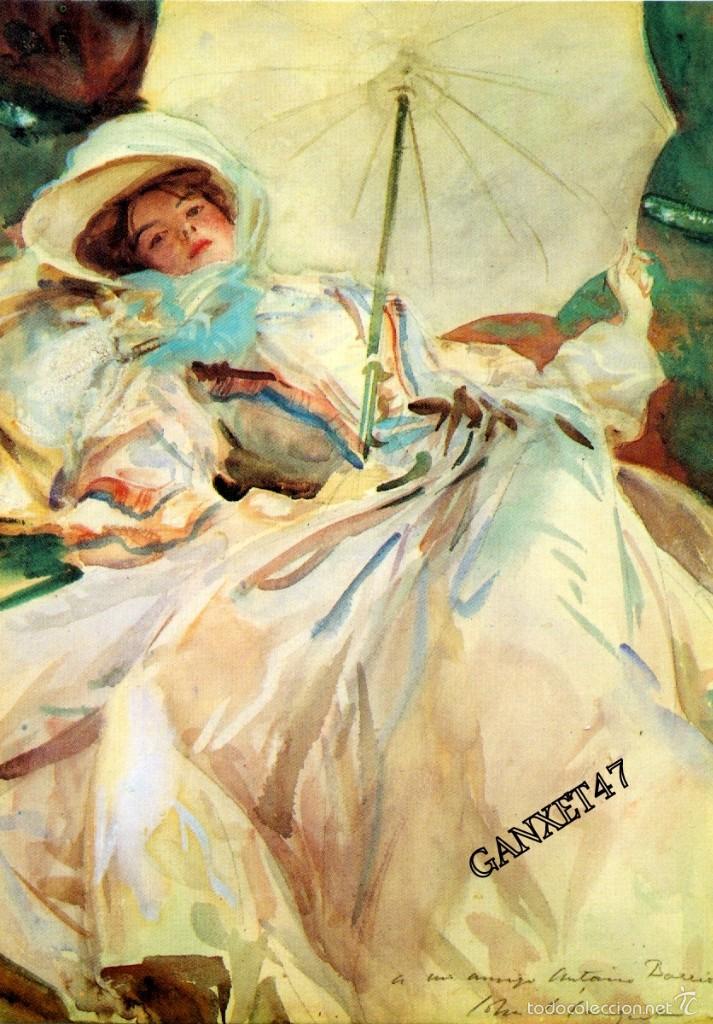 Cartoline: JOHN SINGER LA DAMA D ELA SOMBRILLA POSTAL REP. QUADRO, NO CIRCULADA 10,5X15 MUSEO ABADIA MONTSERRAT