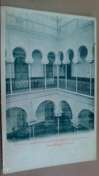 Postales: SOCIEDAD GENERAL DE AGUAS DE BARCELONA (DOS RIUS) CASA TORRE, GALERIA. SIN DIISION POSTAL