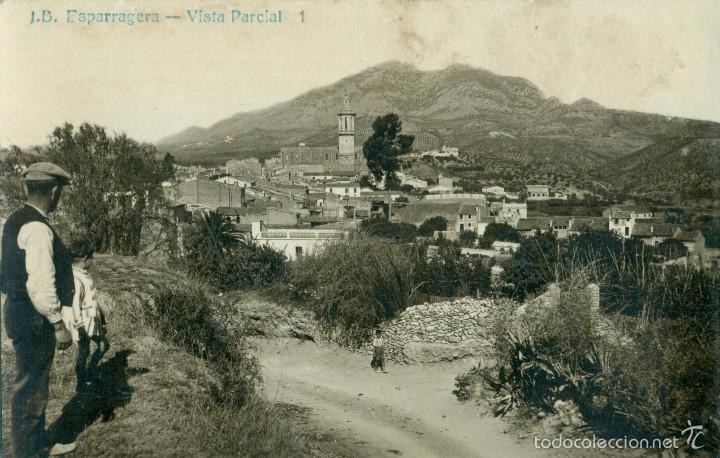 Cartoline: ESPARRAGUERA. VISTA PARCIAL 1. FOTOGR&Aacute;FICA. HACIA 1920.