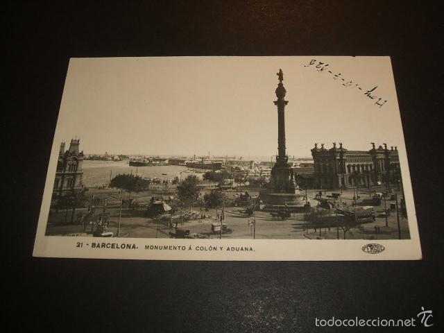 Postales: BARCELONA MONUMENTO A COLON Y ADUANA - Foto 1