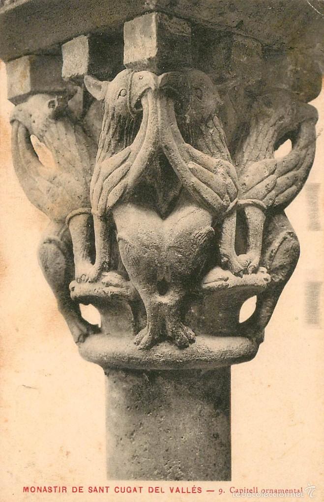 Cartoline: a02246 sant cugat del valles - capitell ornamental - roisin n&ordm;9 circulada 1925