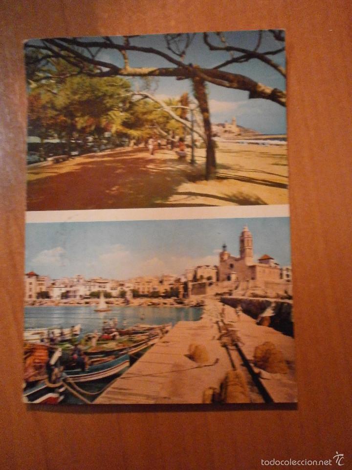 Postales: POSTAL SITGES PINAR Y PASEO DE LA RIBERA CIRCULADA - Foto 1