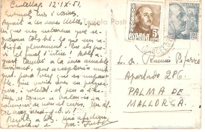 Postales: 1 postal de centelles catalu&ntilde;a 1951 - Foto 2