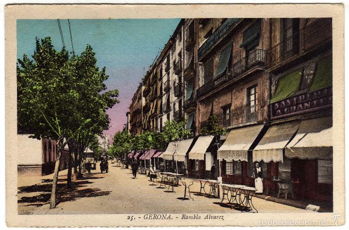 Postales: PRECIOSA POSTAL - GERONA - RAMBLA ALVAREZ - Foto 1