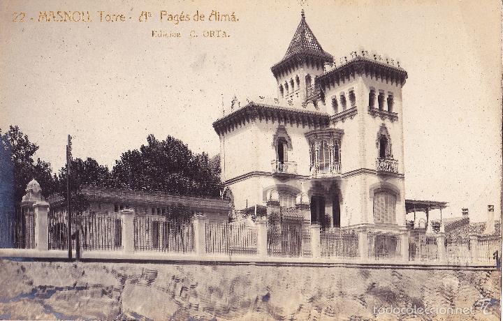 Postales: MASNOU. TORRE DE A. PAG&Eacute;S DE AIM&Aacute;. EDICI&Oacute;N C. ORTA. FOTOGR&Aacute;FICA. CIRCULADA 1913.