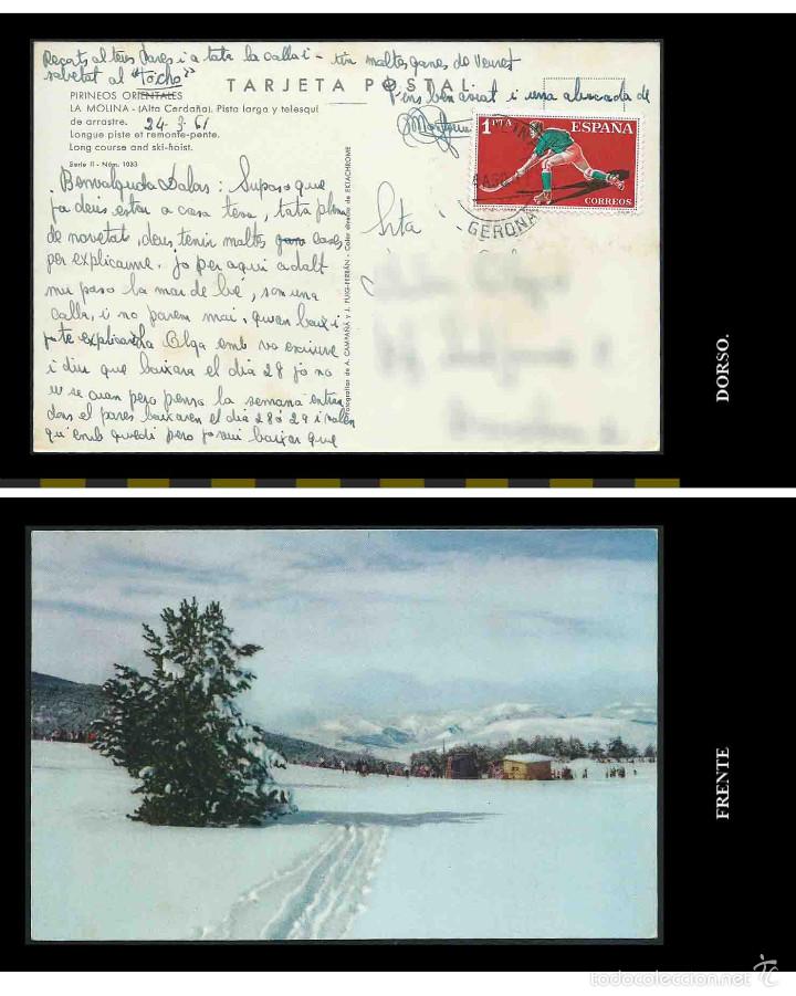 Postales: Pirineos Orientales. La Molina. Pista larga y Telesqui de arrastre. Serie Ii. Num. 1033.