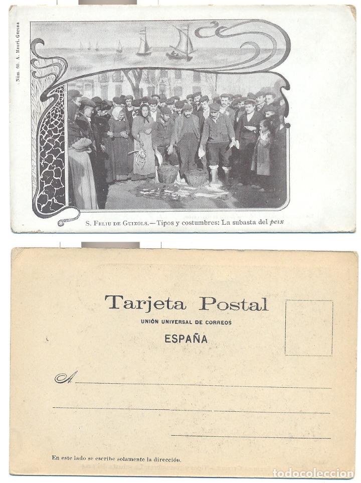 Postales: SAN FELIU DE GUIXOLS.- TIPOS Y CONSTUMBRES: LA SUBASTA DEL PEIX.