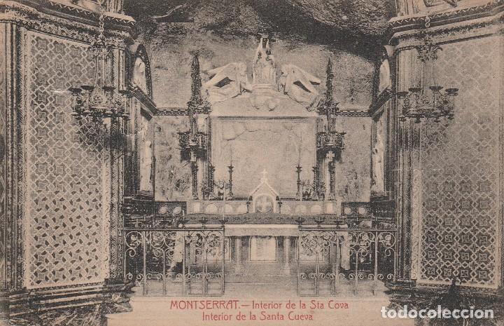 Postales: MONTSERRAT - INTERIOR DE LA SANTA COVA -  - ED. L. ROCA  - A&Ntilde;OS 30  - ESCRITA